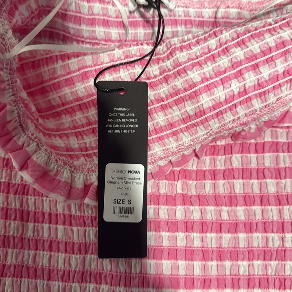 Gingham Pink Mini Dress - Picture 4 of 5
